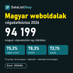 Magyar weboldalak cégadatbázisa 2026 — 94 199 cégweboldal Excel-táblában