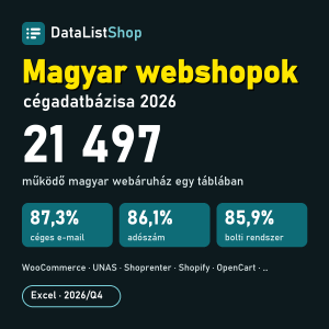 Magyar webshopok cégadatbázisa 2026 — 21 497 webáruház Excel-táblában