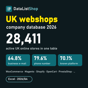 UK Webshops Company Database 2026 – 28,411 online stores (Excel)